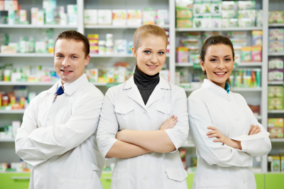 cheerful pharmacist and chemist women 